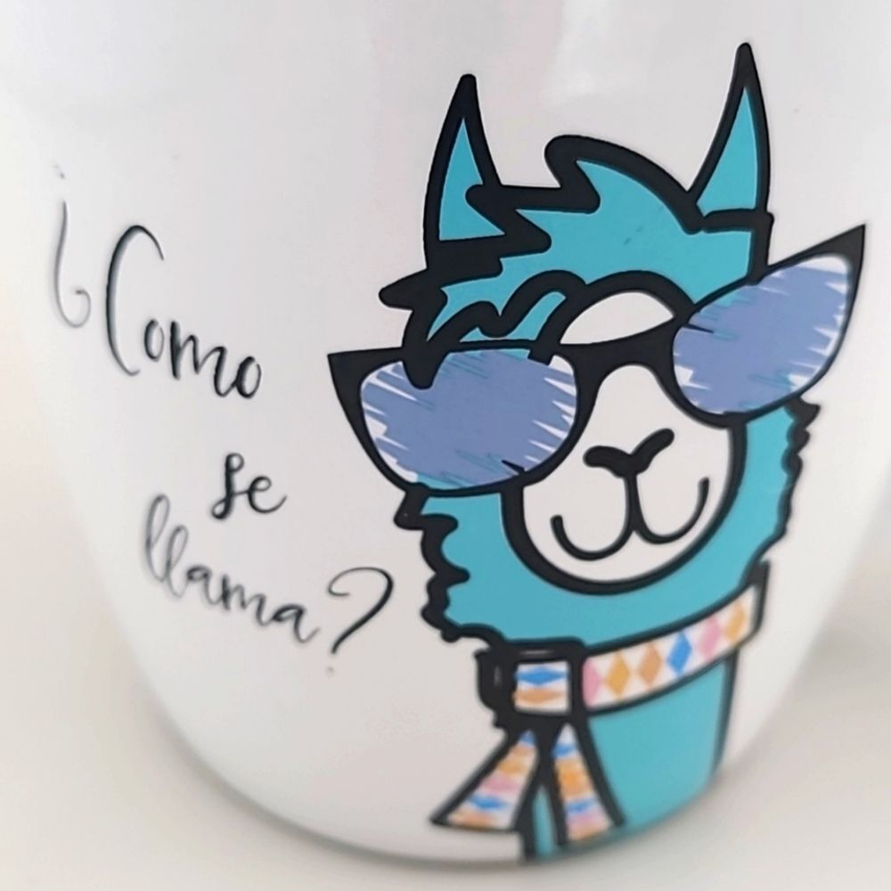 Tara Reed Designs - Como se llama,  Teal & White Oversized Mug - Picture 2 of 5